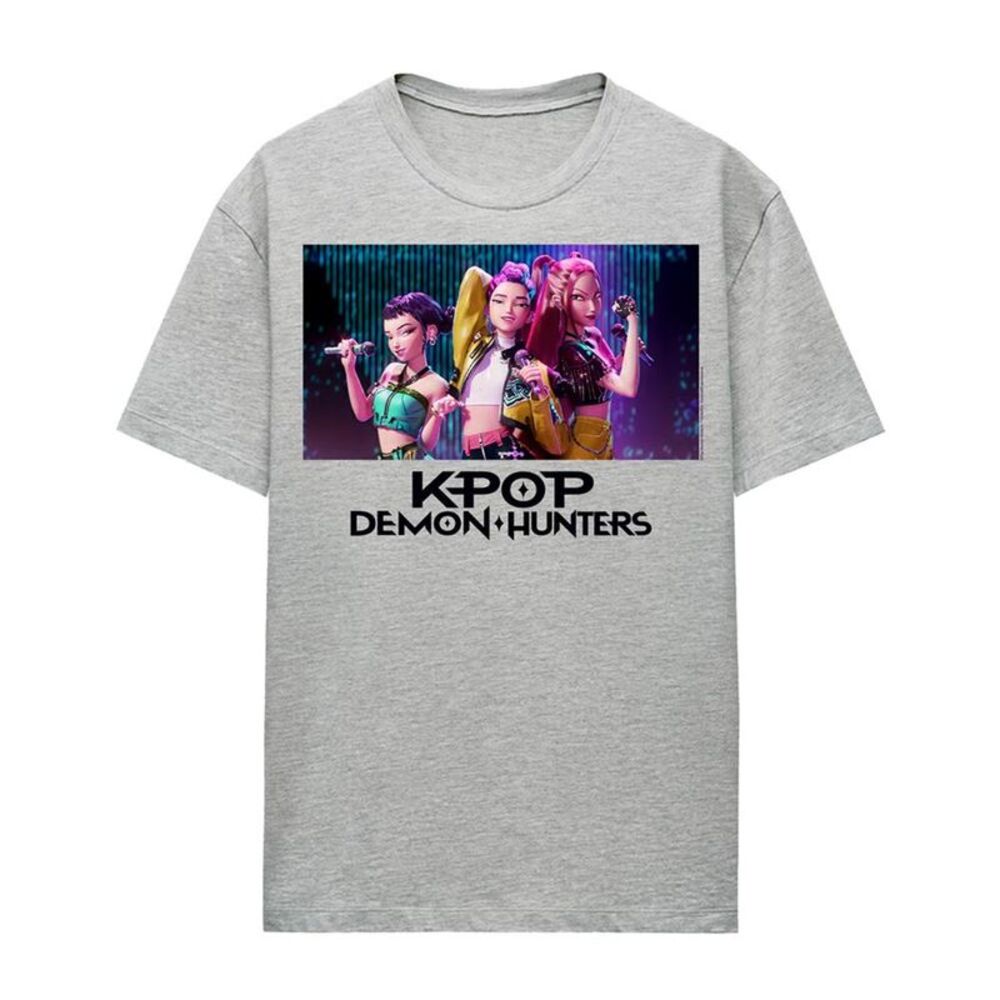 K-Pop Demon Hunters Womens/Ladies Huntrix Group Singing T-Shirt / Athletic Heath